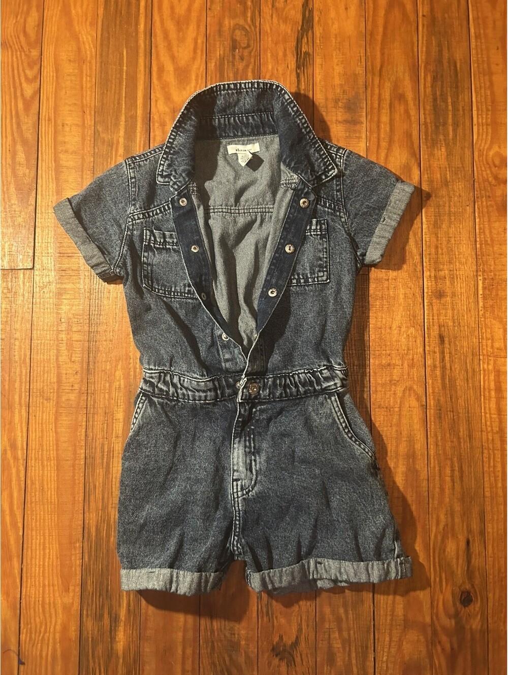 Olivia Kay Pink Denim Shorts Romper Girls Size Medium 8 100% cotton